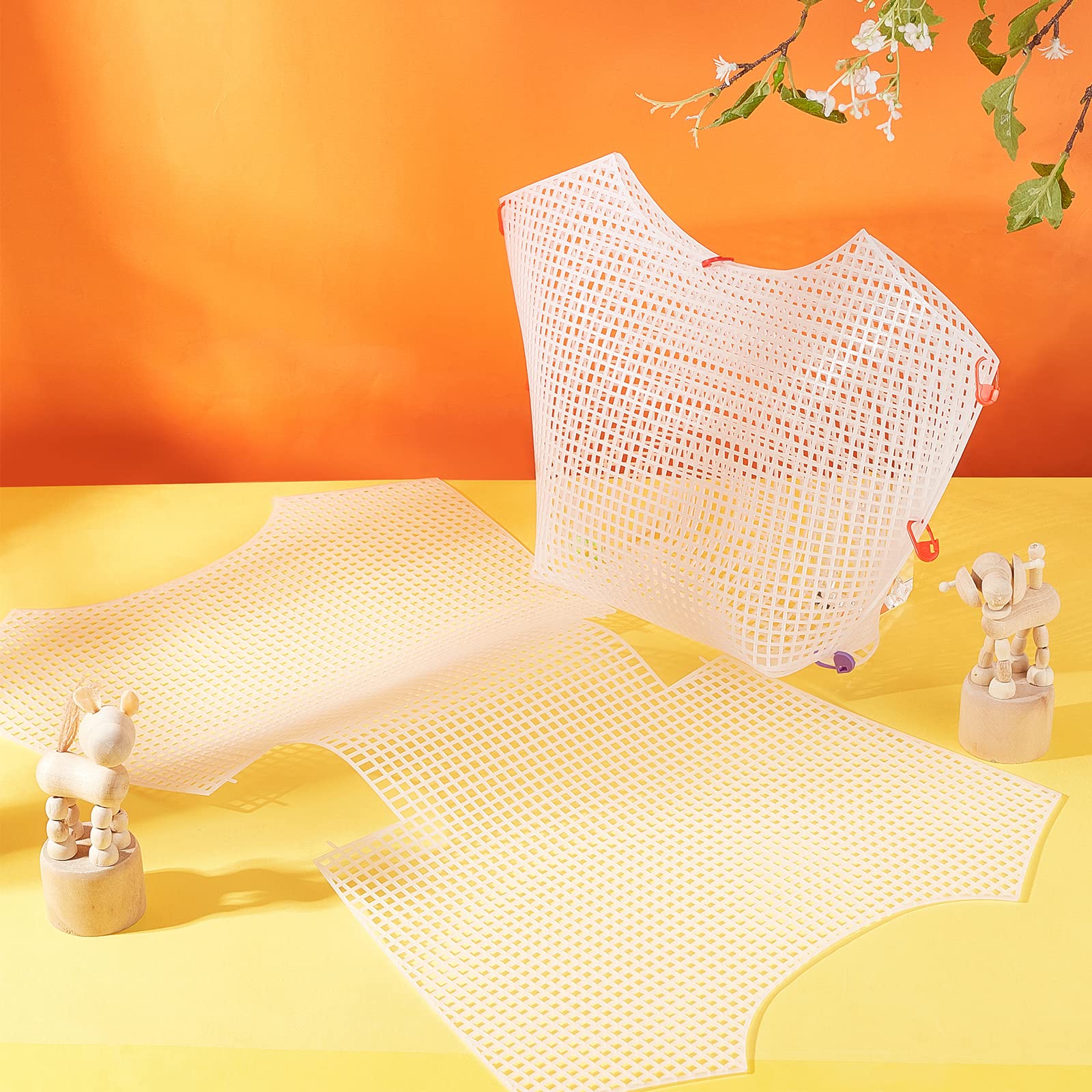 WADORN 6 Set di Fogli di Tela di Plastica Trasparente per Ricamo, Fogli di Tela Vuoti per Ricamo, per Realizzare Borse Kit Punto Croce per Borse Fai-da-Te per Progetti Acrilici all'Uncinetto,51x32.1cm