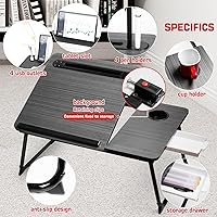 Vista 4 de CloudTrip Plus XL - Escritorio ajustable para laptop con luz, puerto USB, soporte para iPad, almacenamiento de cajón, escritorio ajustable más