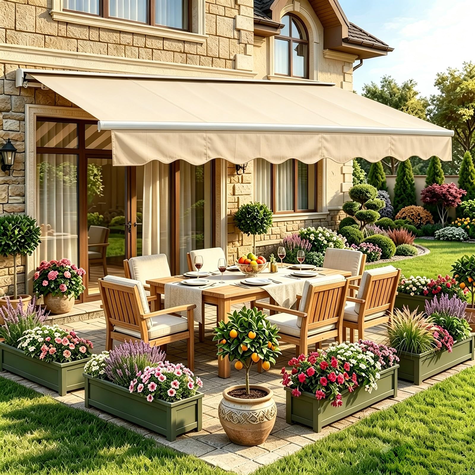Repuesto de tela para patios de 4 x 3 m manual e impermeable Sle G