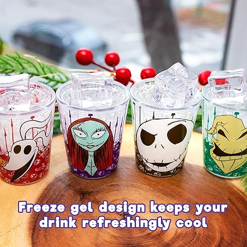 Miniatura 5 de Silver Buffalo Nightmare Before Christmas Hack Bone Border Face - Mini taza de plástico de gel de congelación (4 unidades)