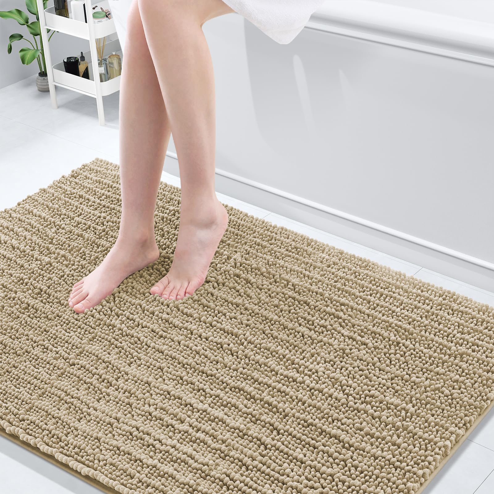 Arotive Luxury Bathroom Rugs 59x35, Extra Soft Thick Absorbent Shaggy Chenille Bath Rugs, Non-Slip Machine Wash Dry, Bath Mats for Bathroom Floor, Tub