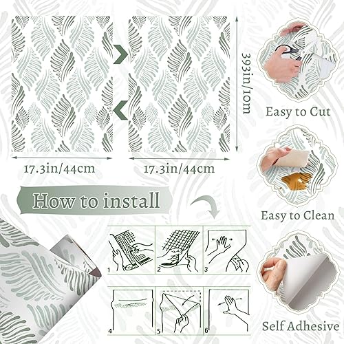 Miniatura 24 de Papel tapiz marrón moderno para despegar y pegar, 17.3 x 78.8 pulgadas, bohemio, marrón y beige, autoadhesivo, extraíble, para dormitorio, papel
