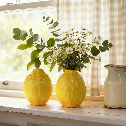 Cynkeyee lemon-shaped ceramic vases, set of 2