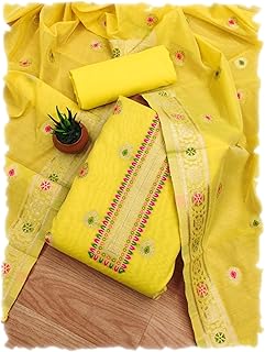 SHANTVAN GALLERY Chanderi Suit Vol 6, Pure Chanderi Banarasi Silk (3m) Soft Cotton Bottom 2.5m Woven Chanderi Banarasi Sil...