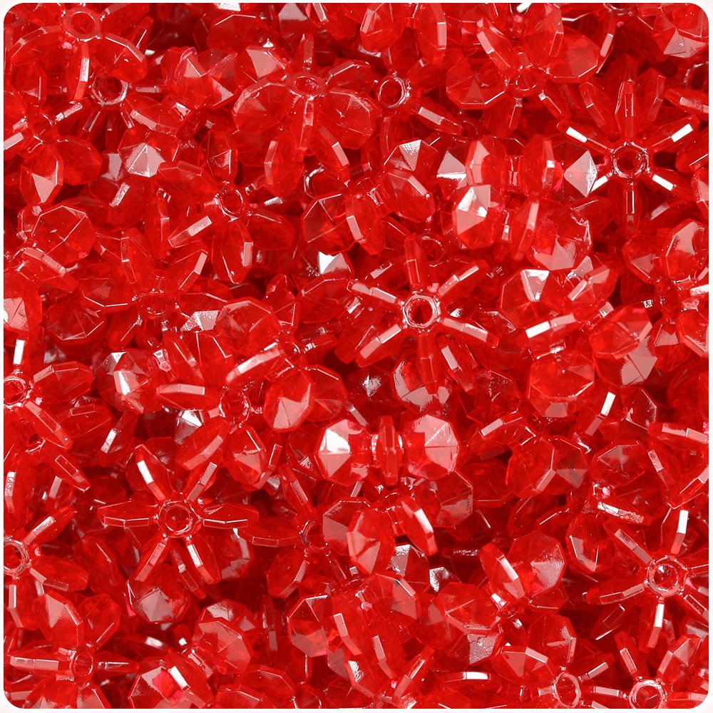 BeadTin Ruby Transparent 12mm Sunburst Craft Beads (450pcs)