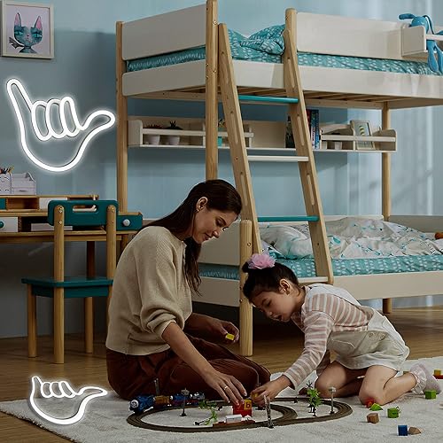 Miniatura 7 de ENUOLI Shaka Hand - Letreros de neón para colgar sueltos, luz LED de neón para decoración de pared, lámparas nocturnas alimentadas por USBbatería,