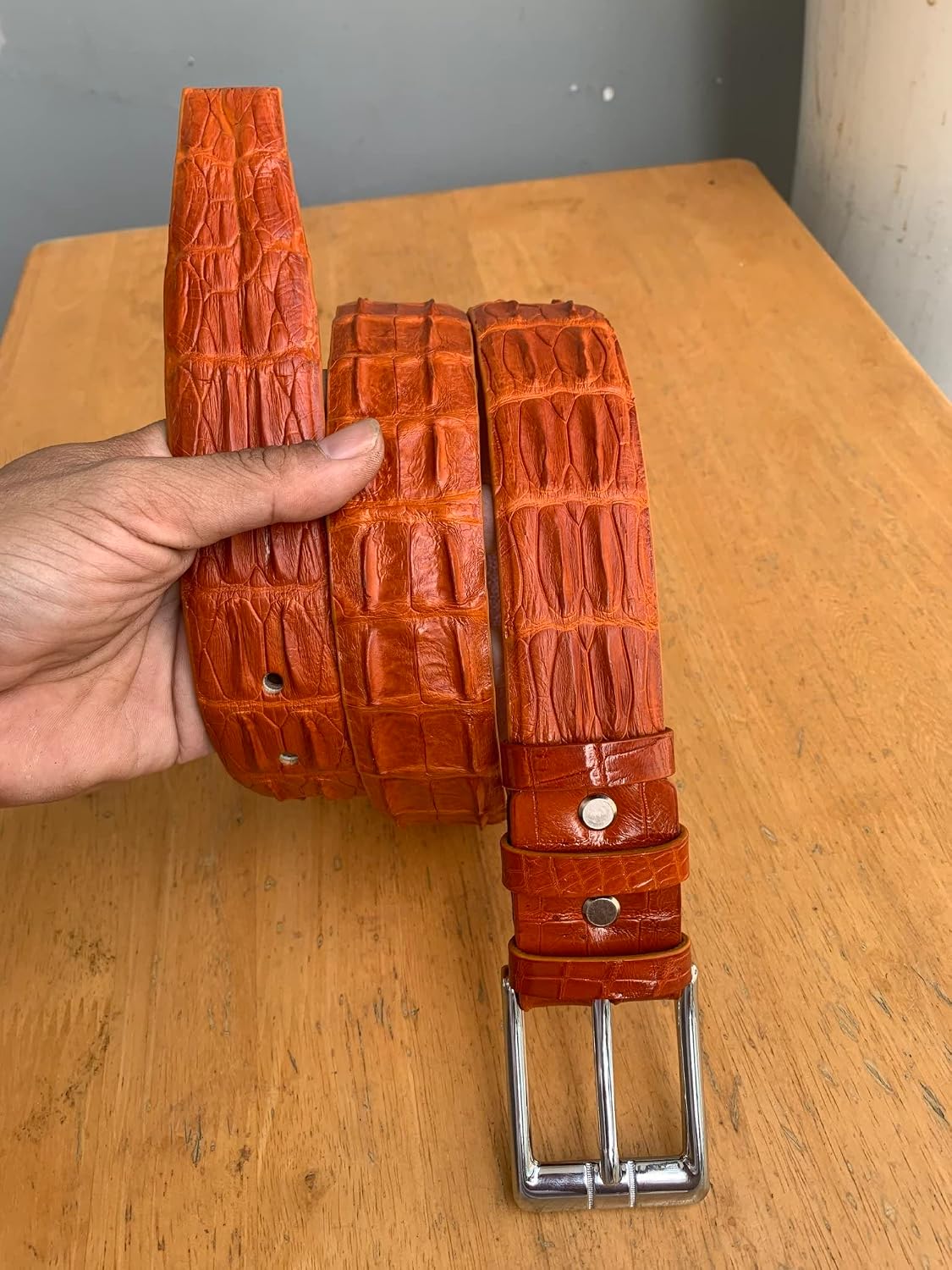 Genuine Alligator leather hornback back bone belts buckle for men, real crocodile skin Men's belts, strap width 1.57"