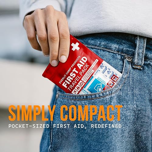 Miniatura 5 de Paquete de vendaje de viaje  12 paquetes individuales, mini kit de primeros auxilios portátil a granel con 20 artículos esenciales para llevar,
