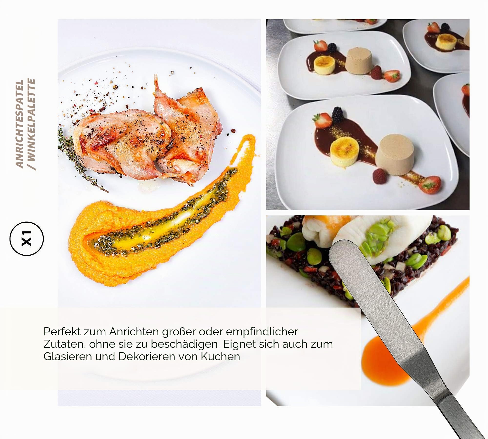 DOJA Barcelona | Kueche Chef Kochutensilien | Farbe: Kupfer | 7 Utensilien Edelstahl Plating Kit | Kuechen-Werkzeug Koch Set | Deko Garnieren Gadgets | Pinzette, Schlitz, Loeffel, Spachtel Spatel...