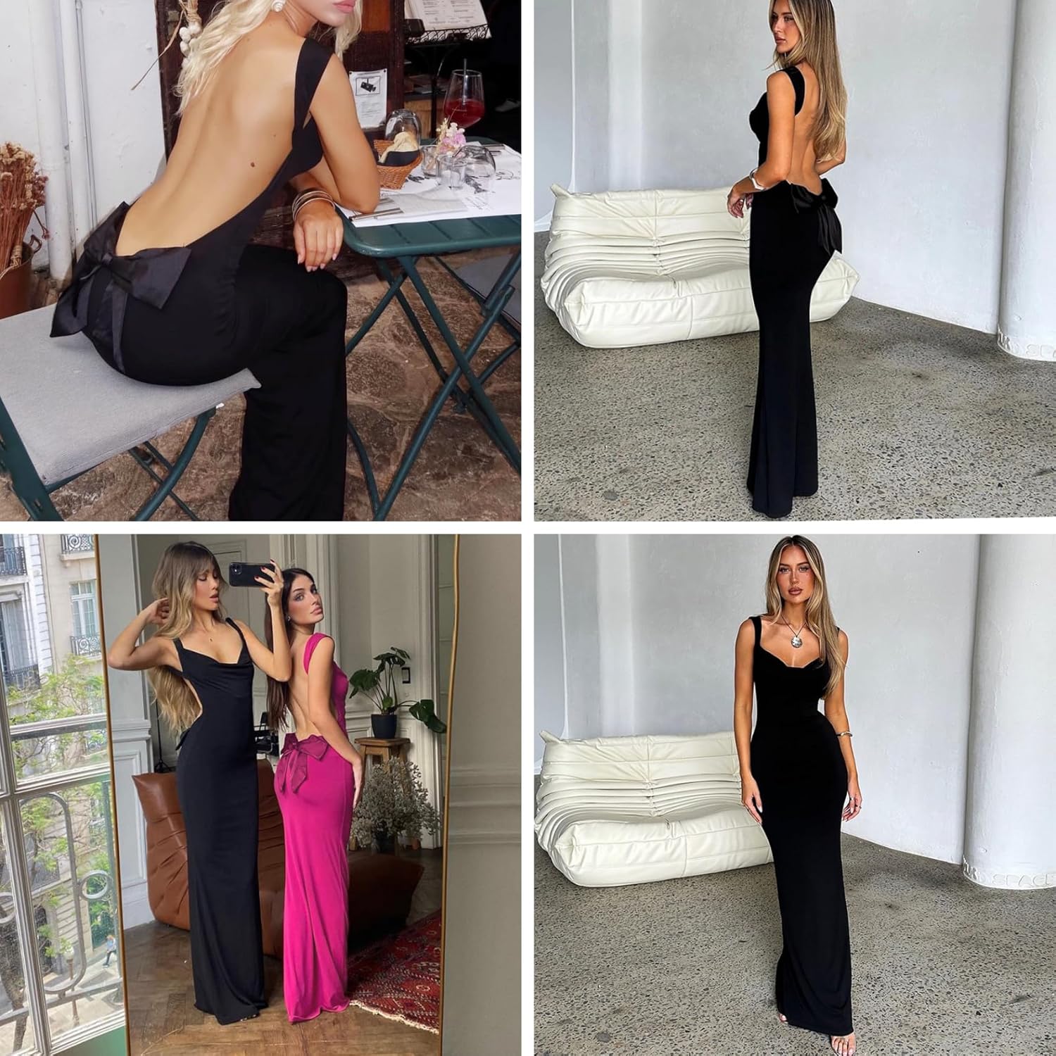 レディース セクシー ワンショルダー バックレス マキシドレス エレガント シャーリング Oリング ノースリーブ イブニングドレス