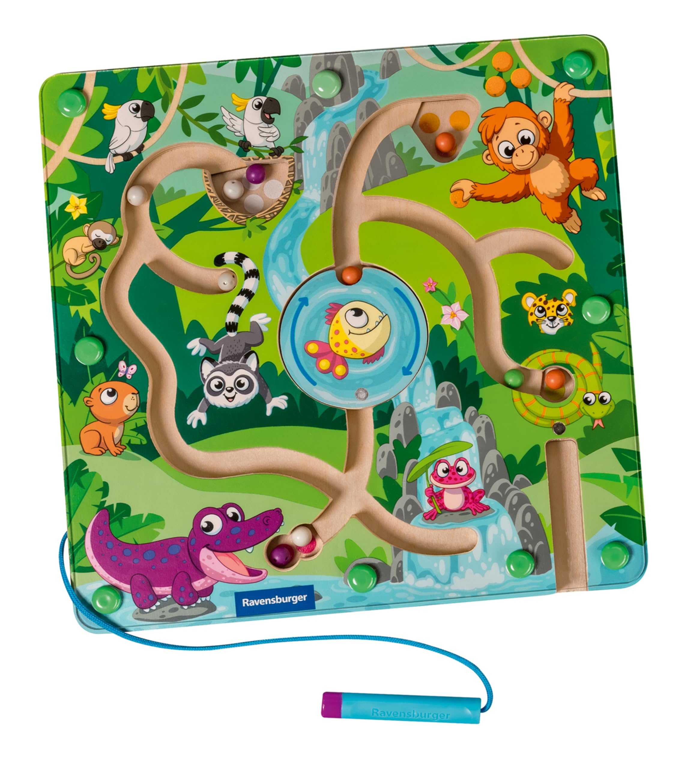 Ravensburger Play + 34018 Wooden Magnetic Maze in The Jungle – Baby Toy from 18 Months – French Version