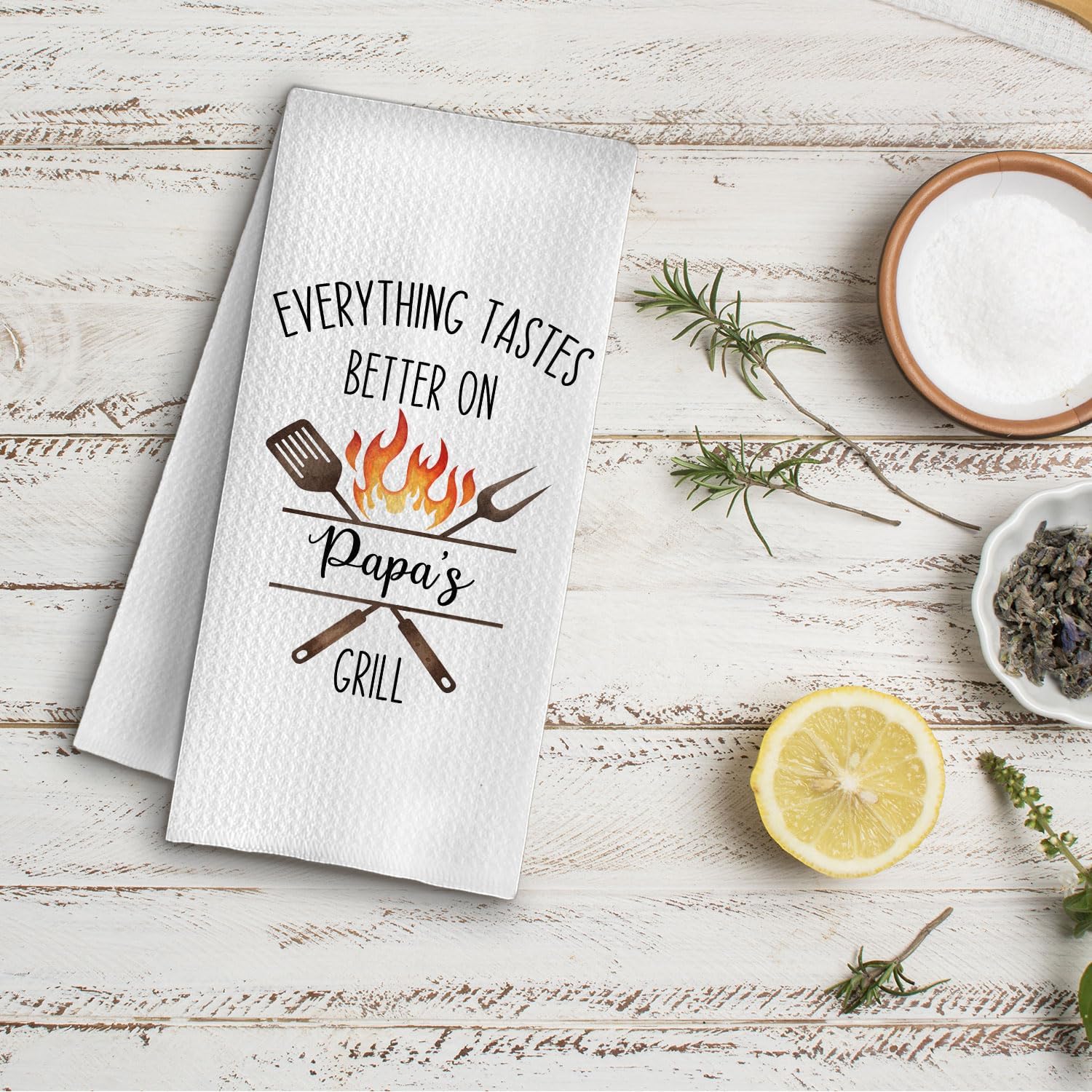 Papa Grandpa Grilling Gifts Kitchen Towels, Grandpa Gifts for Birthday Christmas Decorative Hand Towels, Gift for Papa Grandfather Dish Tea Towel for Kitchen, 16x24 Inch - Image 5