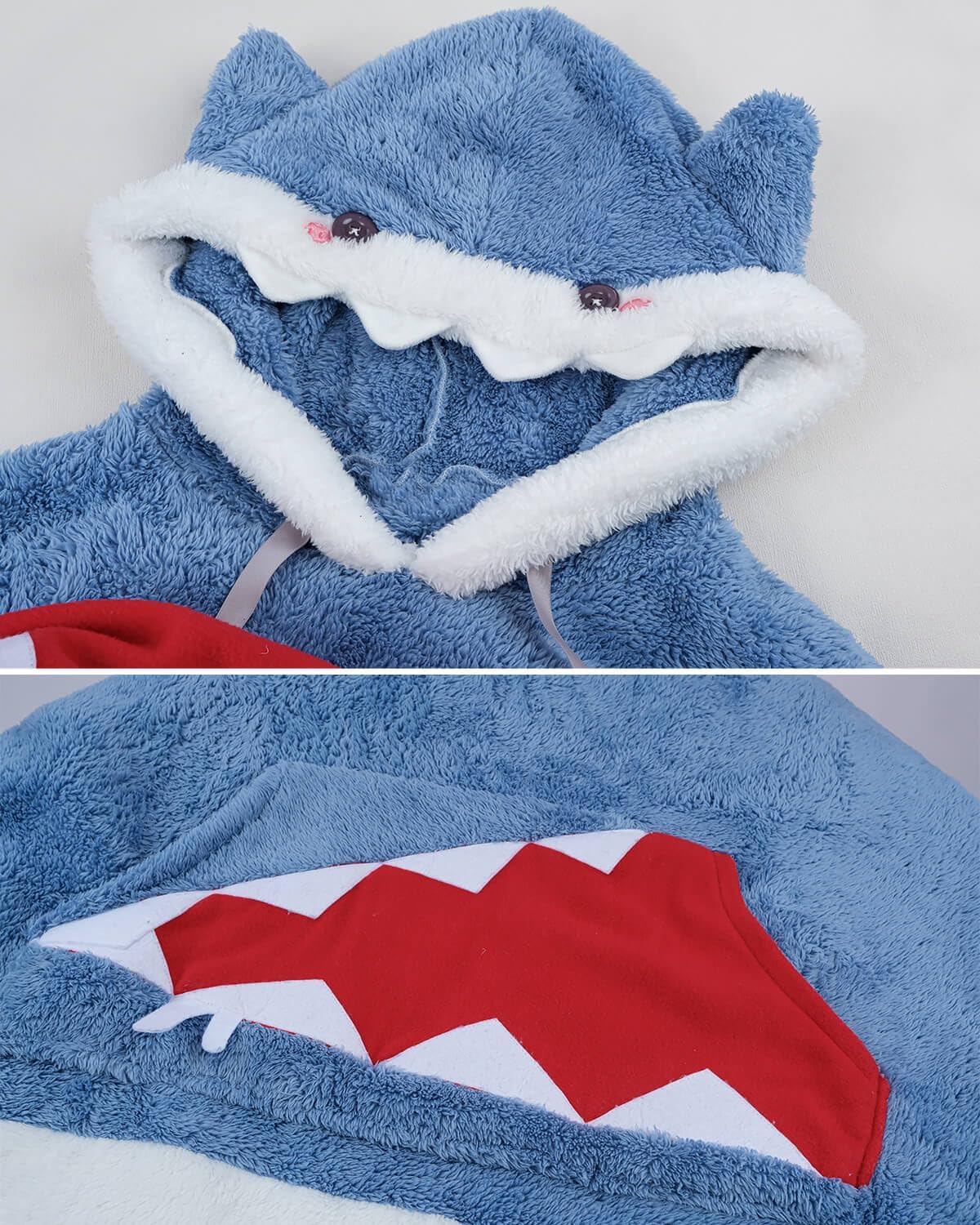 Nuoqi Gawr Gura Cosplay Wearable Blanket Hoodie Shark Adult Oversized Sweatshirt with Pocket for Women