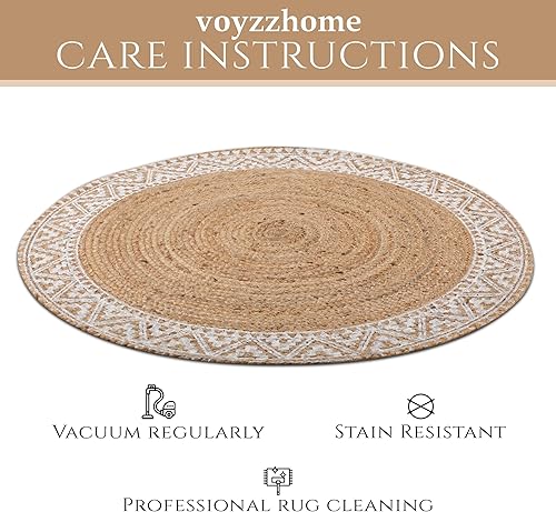 Miniatura 5 de voyzz home Alfombra de yute tejida a mano de alta calidad, redonda, 4 pies, color natural
