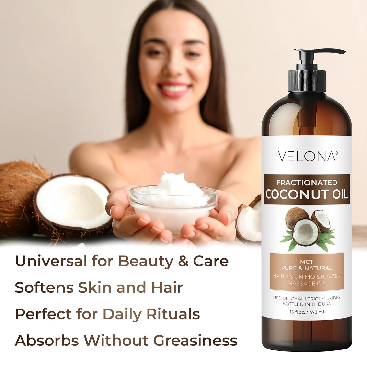 velona MCT Coconut Oil 64 Fl Oz | 100% Pure and Natural Carrier Oil | Fractionated | Skin, Face, Body, Hair Care | Use Today - Enjoy Results - Image 4