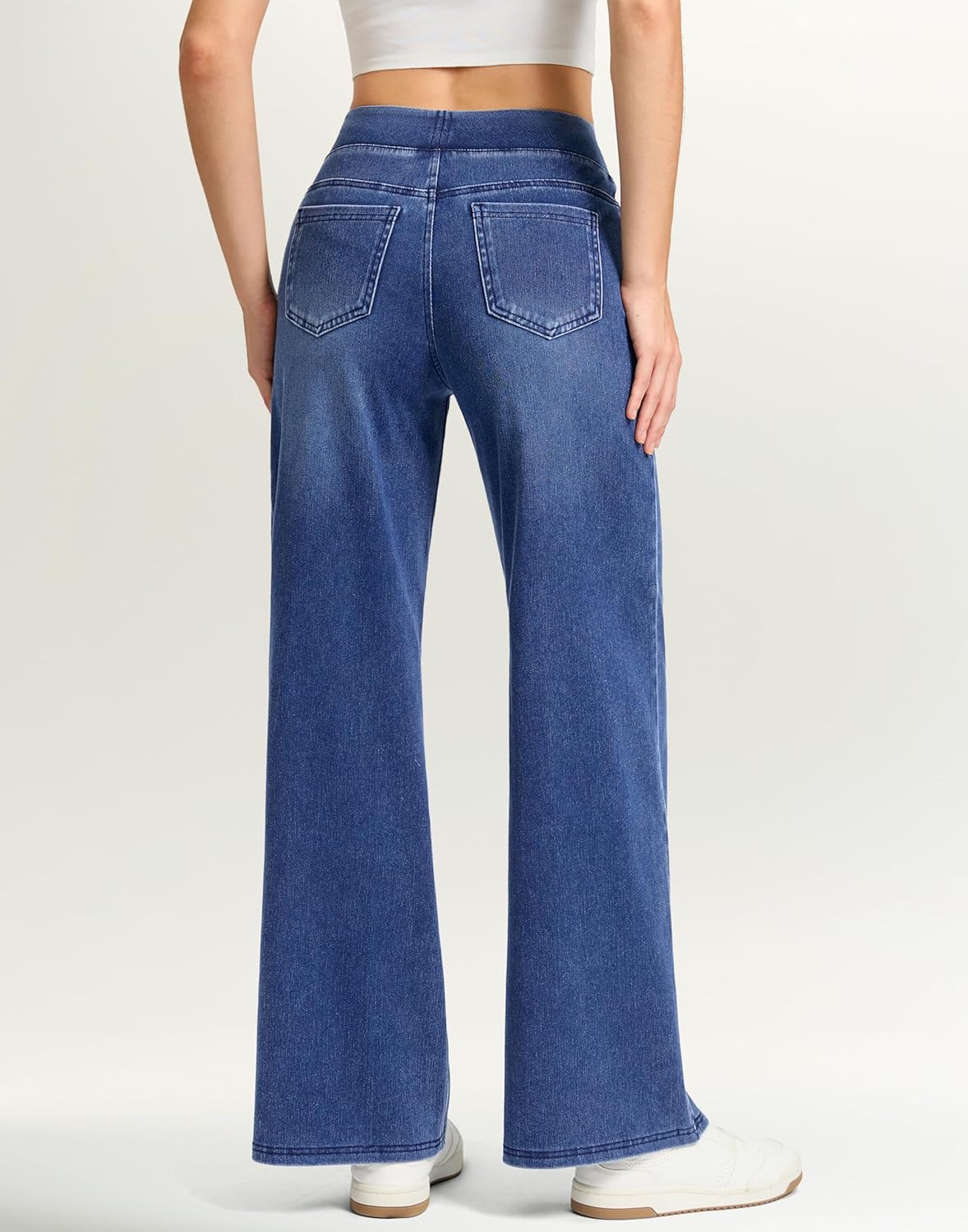 Rammus Wide Leg Jeans Woman High Waisted Pull On Jeans for Women Baggy Straight Leg Jean Stretchy Tummy Control Pants - Image 2