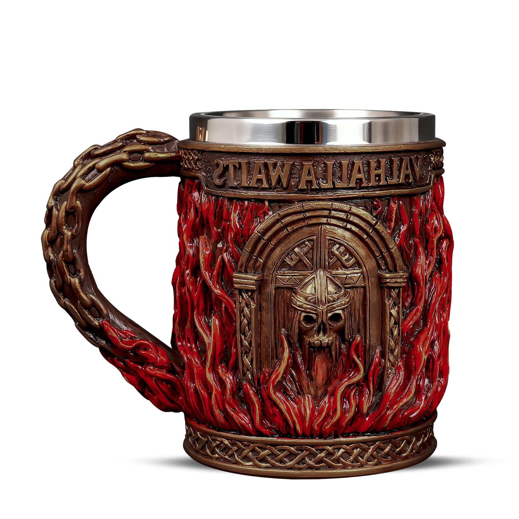 Glory Handmade Viking Mug - 20oz Valhalla Gate Beer Stein - 304 Stainless Steel Novelty N…