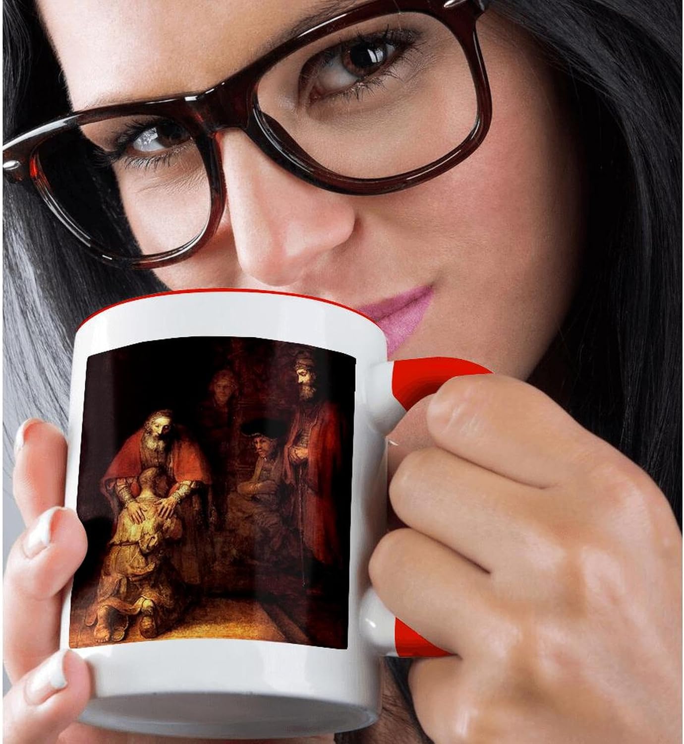 3dRose - mug_203890_5 3dRose Print Of Rembrandt Painting The Prodigal Son Mug, 11 oz, Red