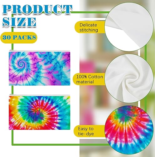 Miniatura 2 de Silkfly 30 bolsas de maquillaje de algodón para teñido anudado, artículos para teñido anudado, bolsa de cosméticos de algodón en blanco, bolsas