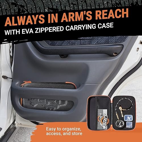 Miniatura 8 de Grit Performance Medidor de presión de neumáticos (0-60 PSI) resistente, con funda de espuma personalizada, tapas cromadas y herramienta de