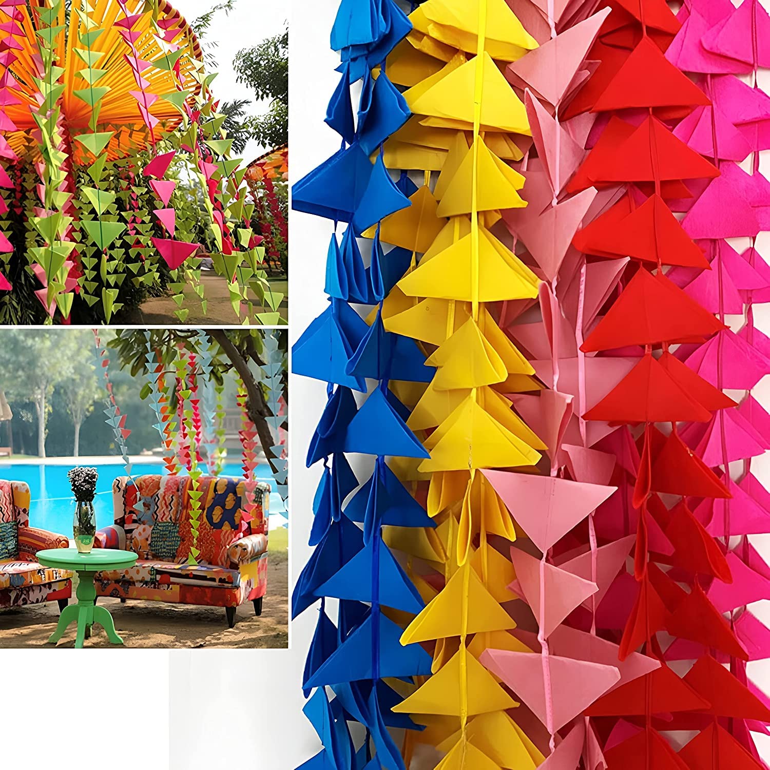 Vendita all'ingrosso di palline di feltro, ghirlanda decorativa di pompon, decorazioni da appendere, fondali per palcoscenici, decorazioni Haldi Mehendi, decorazioni Ganpati - Italia