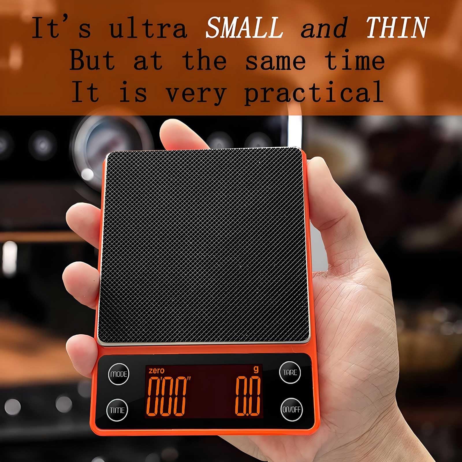 Kaffeewaage mit Timer, 3 kg/0,1 g, hochpräzise Espressowaage, wiederaufladbar, tragbar, digitale Kaffeewaage, automatisches Tara, intelligenter Wasserfluss, geeignet für Baristas oder Küchenwaage