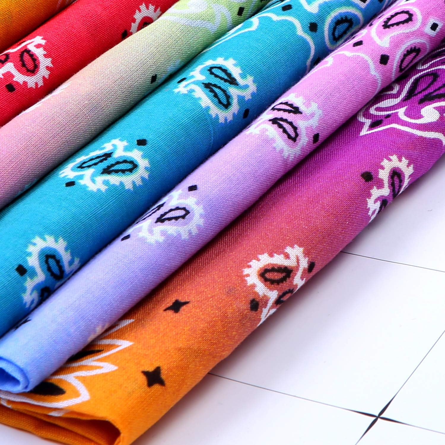 URATOT 12Pcs Paisley Cotton Bandana Printed Head Scarf Set | Rich color options classic paisley printed available for both adults and children with diverse usage scenarios