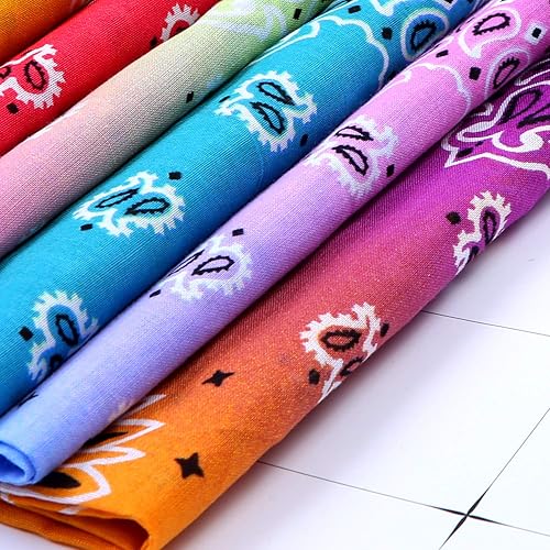 Miniatura 5 de URATOT Paquete de 12 bandanas de algodón degradado con estampado de cachemira