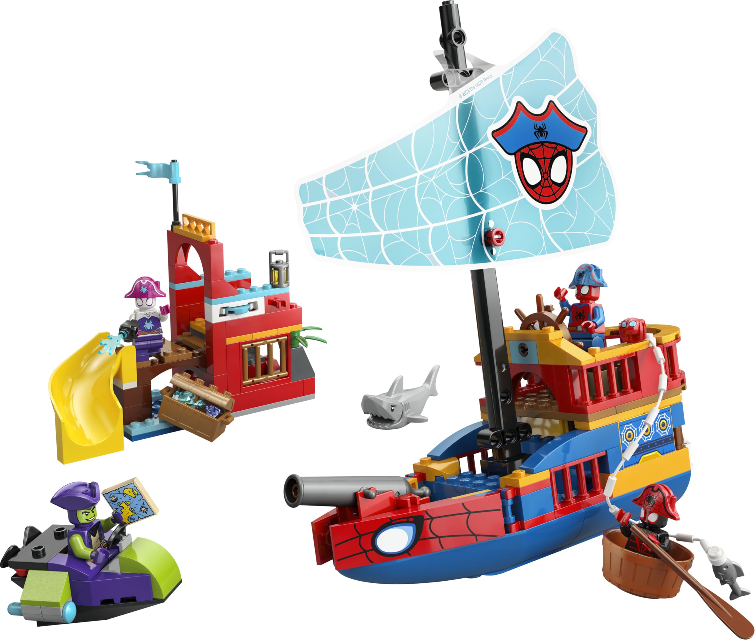 LEGO | Marvel Barco Pirata del Equipo Spidey - Juego de Superhéroe - Maquetas de Barcos de Juguete con 4 Minifiguras - Regalo para Niños de 4+ Años y Fans de Spidey y Su Superequipo - 11208