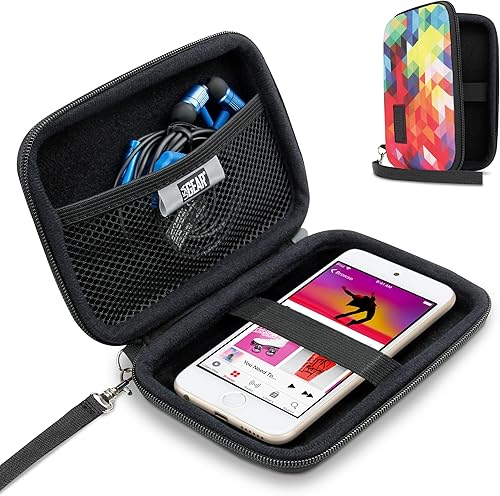 Miniatura 10 de USA GEAR Funda rígida de viaje para iPod Touch (7ª generación, 6ª generación, 5ª), funda para reproductor de MP3 con exterior resistente al agua