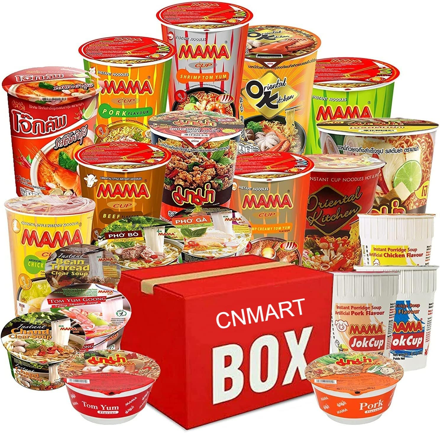 Mama Thai Instant Ramen Noodles Cup and Bowl (Pack of 12) - Includes 10 Unique Flavours for Variety
