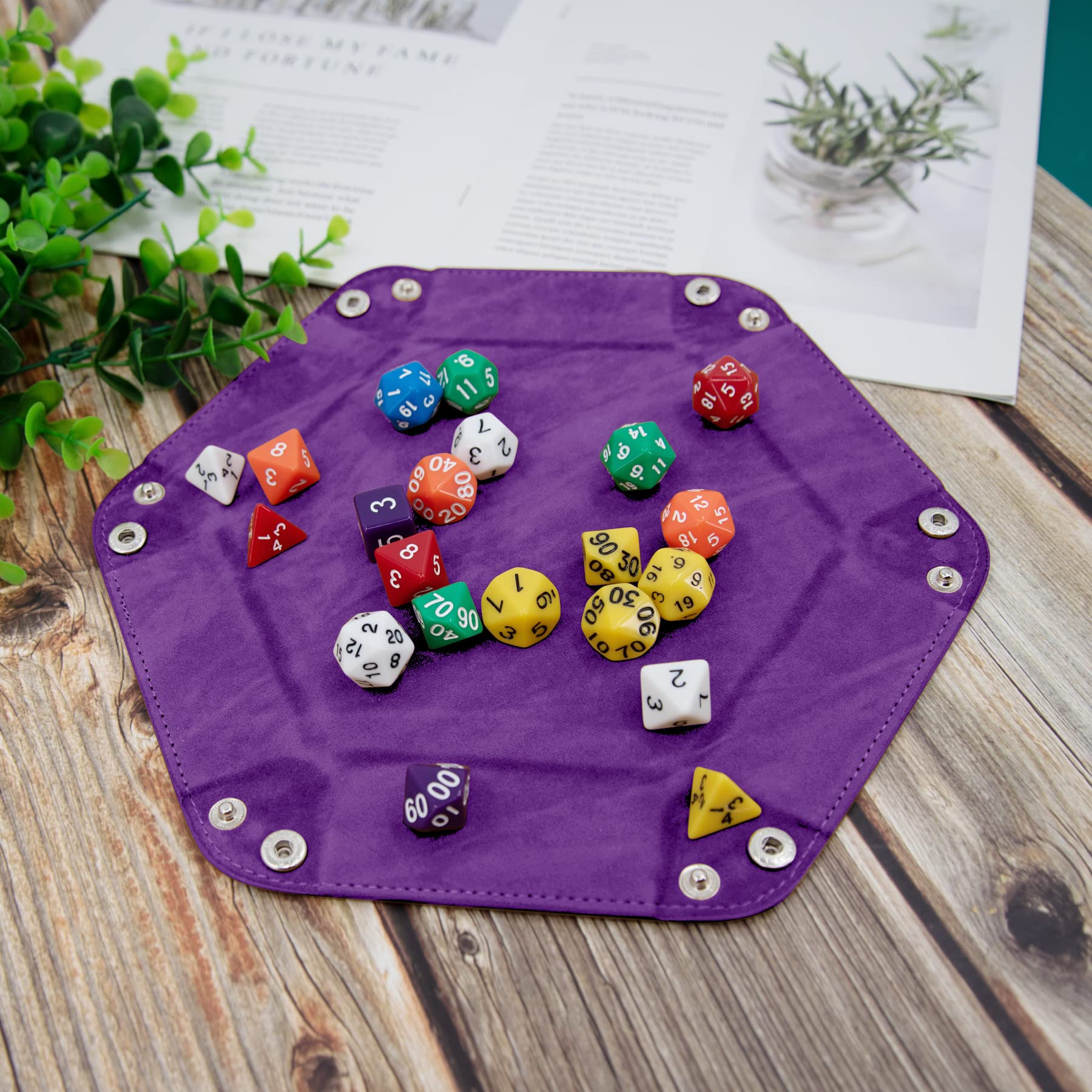 SIQUK 2 Pièces Plateau de Dés Pliable Cuir Velours pour Jeux de Table DND RPG (Violet, Bleu Ciel)