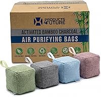 Vista 10 de Paquete de 4 bolsas purificadoras de aire de carbón de bambú activado naturalmente Bolsa desodorante natural para el hogar Bolsa de carbón