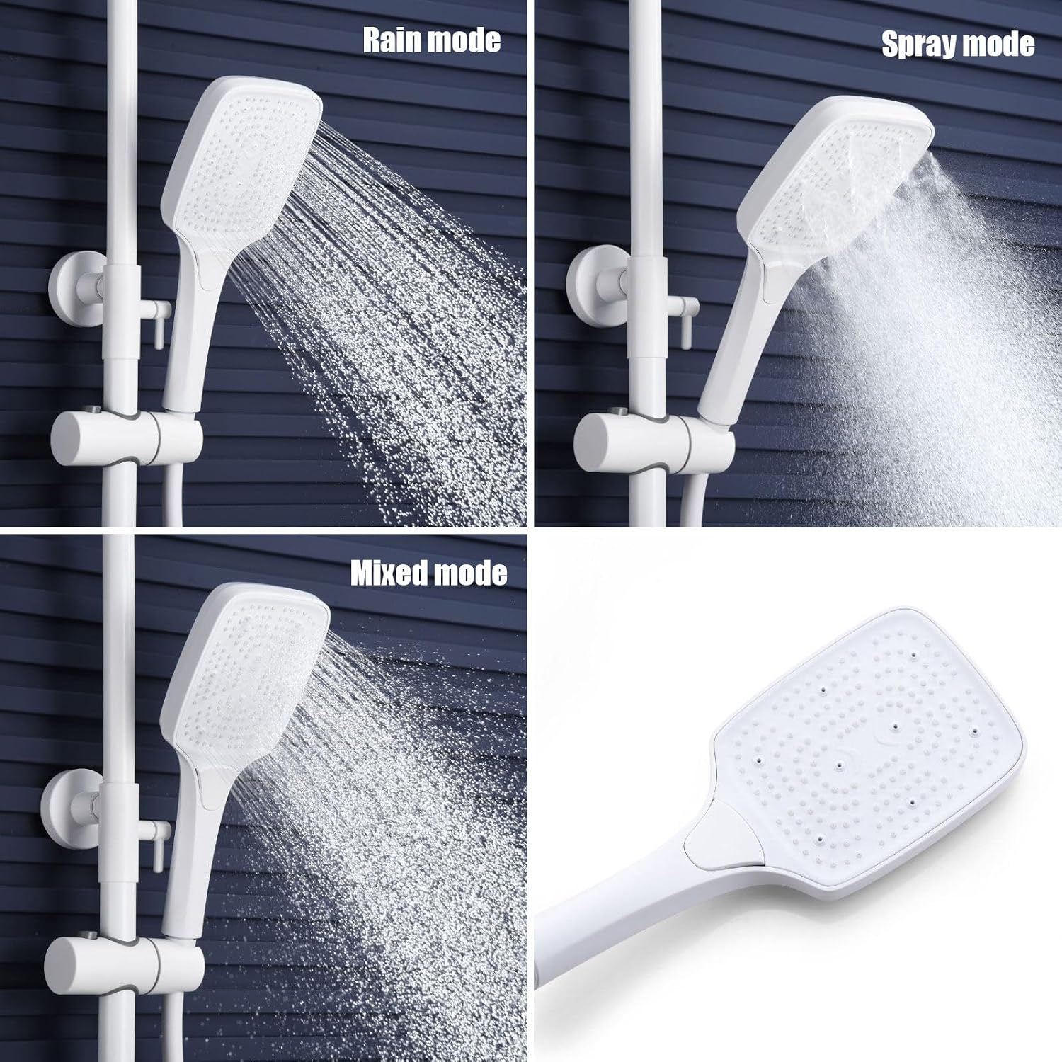 BEITH Thermostatic Shower System, Modern and Simple Exposed Rain Shower Head System, Pocket Watch Design Complete Shower Faucet Set with Handheld, Bathtub Faucet, Copper Valve, Adjustable Flow, Height
