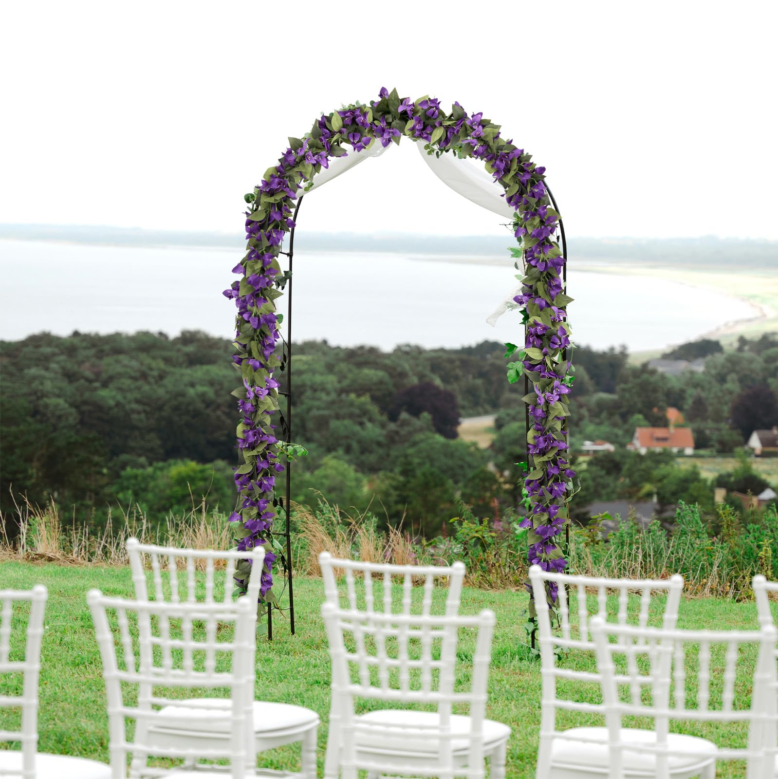 IPOPU Lot de 4 guirlandes de bougainvillées artificielles en soie pour arche de mariage, table, maison, jardin, décoration murale Violet foncé 2,2 m