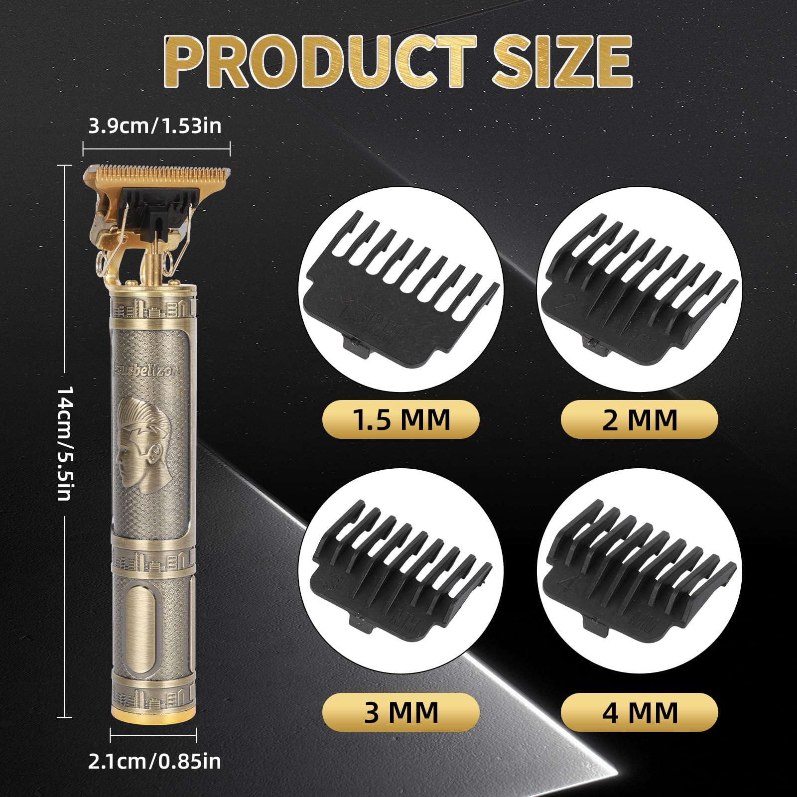 Professionelle Haarschneidemaschine für Männer - Wiederaufladbarer kabelloser T-Blade Trimmer mit 4 Führungen, USB-C Schnellladung, Metallkörper für Bart-, Haar- und Körperpflege