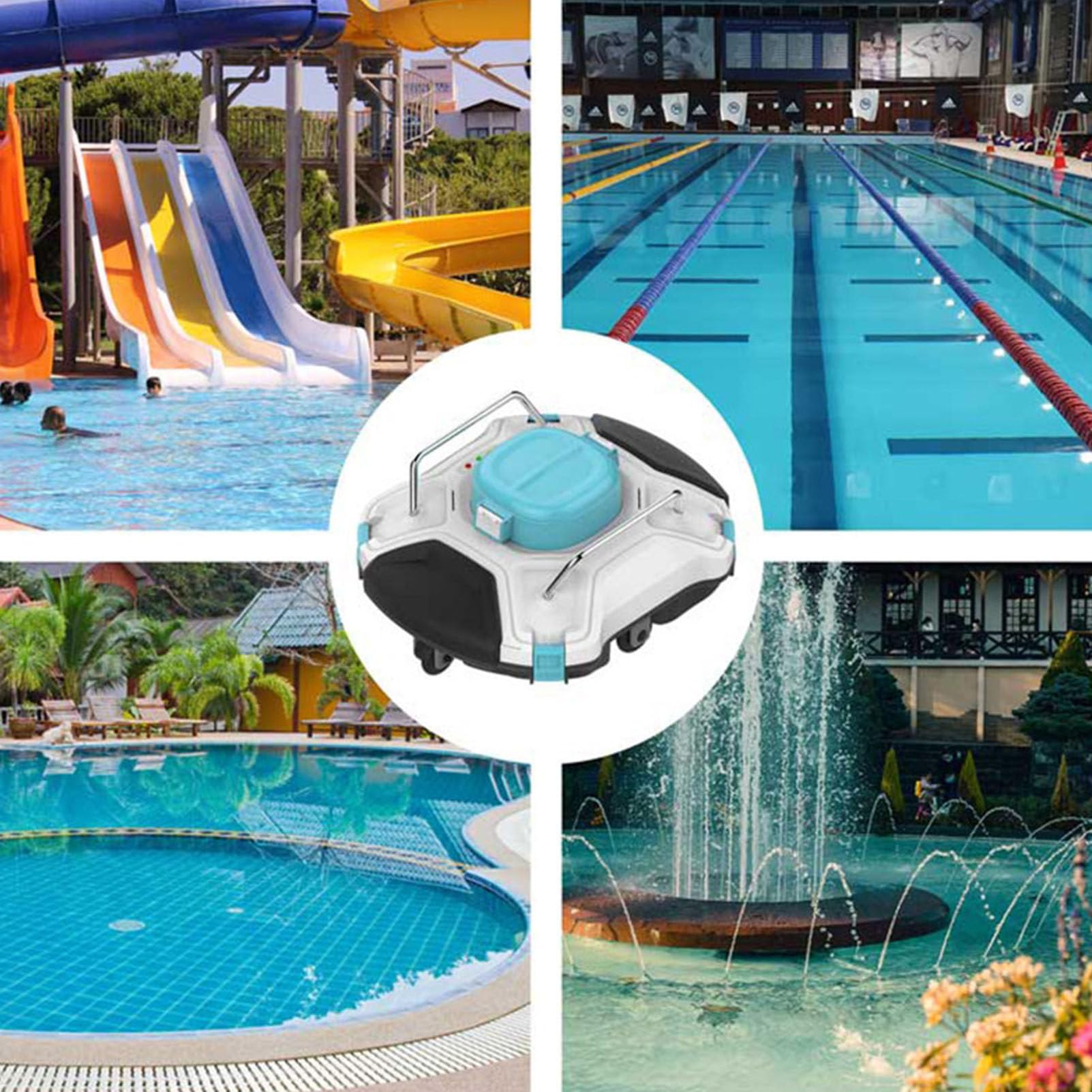 Limpiador de Piscina de Robot automático, vacío de Piscina robótica inalámbrica para Piscina sobre el Suelo y la Piscina en el Suelo con una Fuerte succión y Mango Superior