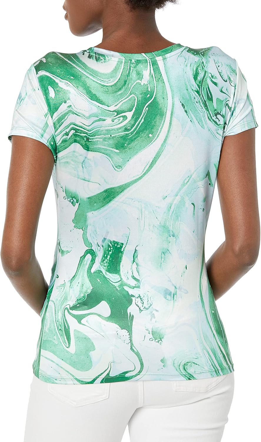 GUESS Women's Short Sleeve Crystal Marble Tee - Image 2