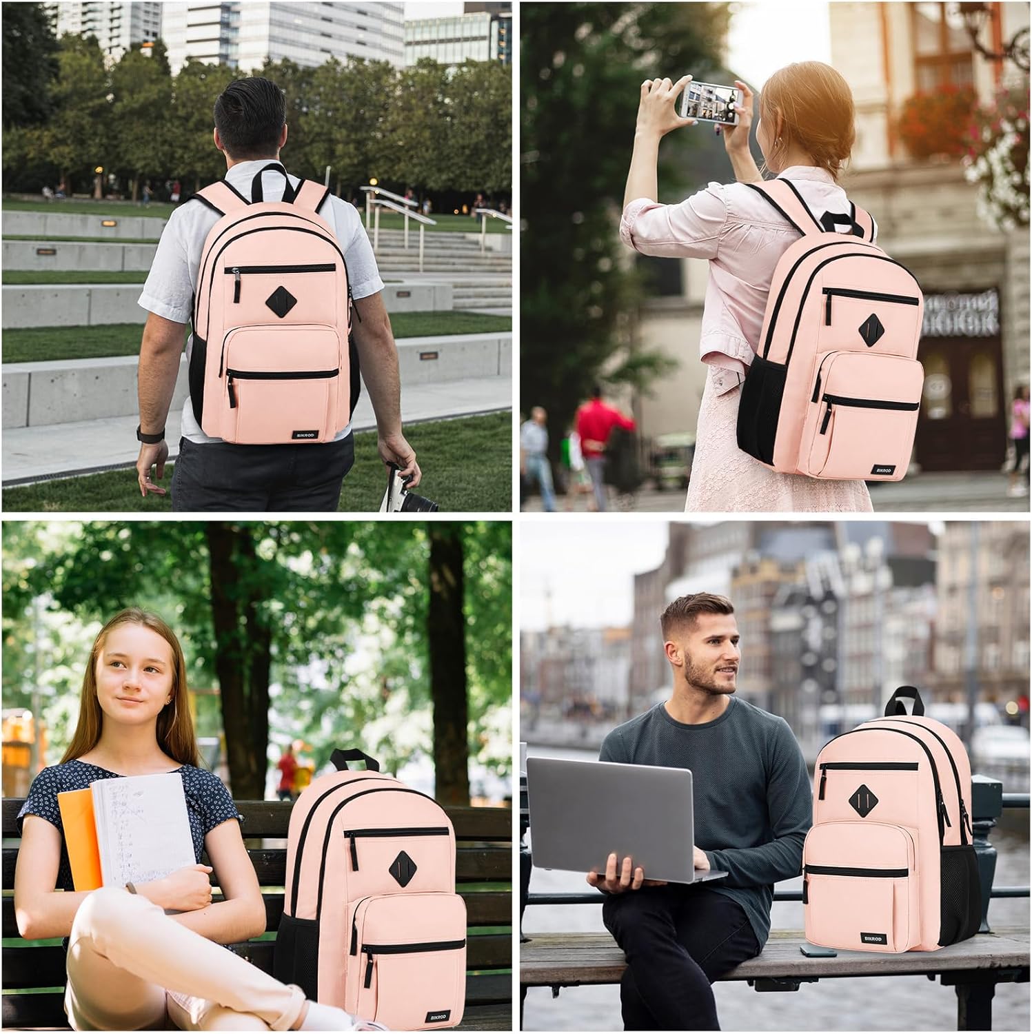 BIKROD Backpack for Girls Women, School Backpack for Teen Boys, Lightweight Casual High School Bookbag, Daily-use Travel Laptop Backpack Fits 15.6 Inch Notebook