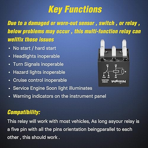 Miniatura 5 de Nilight SPST - Relé multiusos de 12 V 5 puntas para bomba de combustible paquete de 5 unidades 35 A20 A ultra micro ISO accesorio de repuesto para