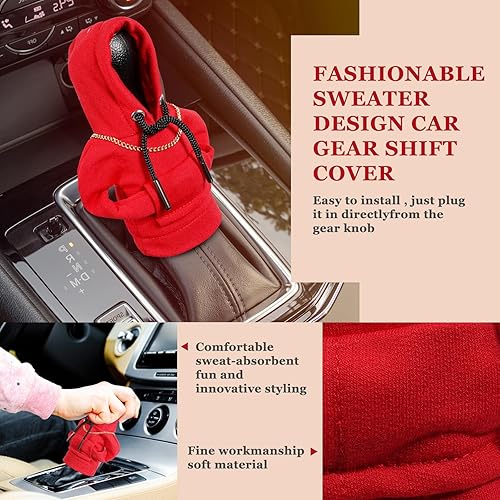 Miniatura 5 de Yajeea Sudadera con capucha para palanca de cambios de automóvil, divertida sudadera con capucha para decoración de automóvil, cubierta de perilla