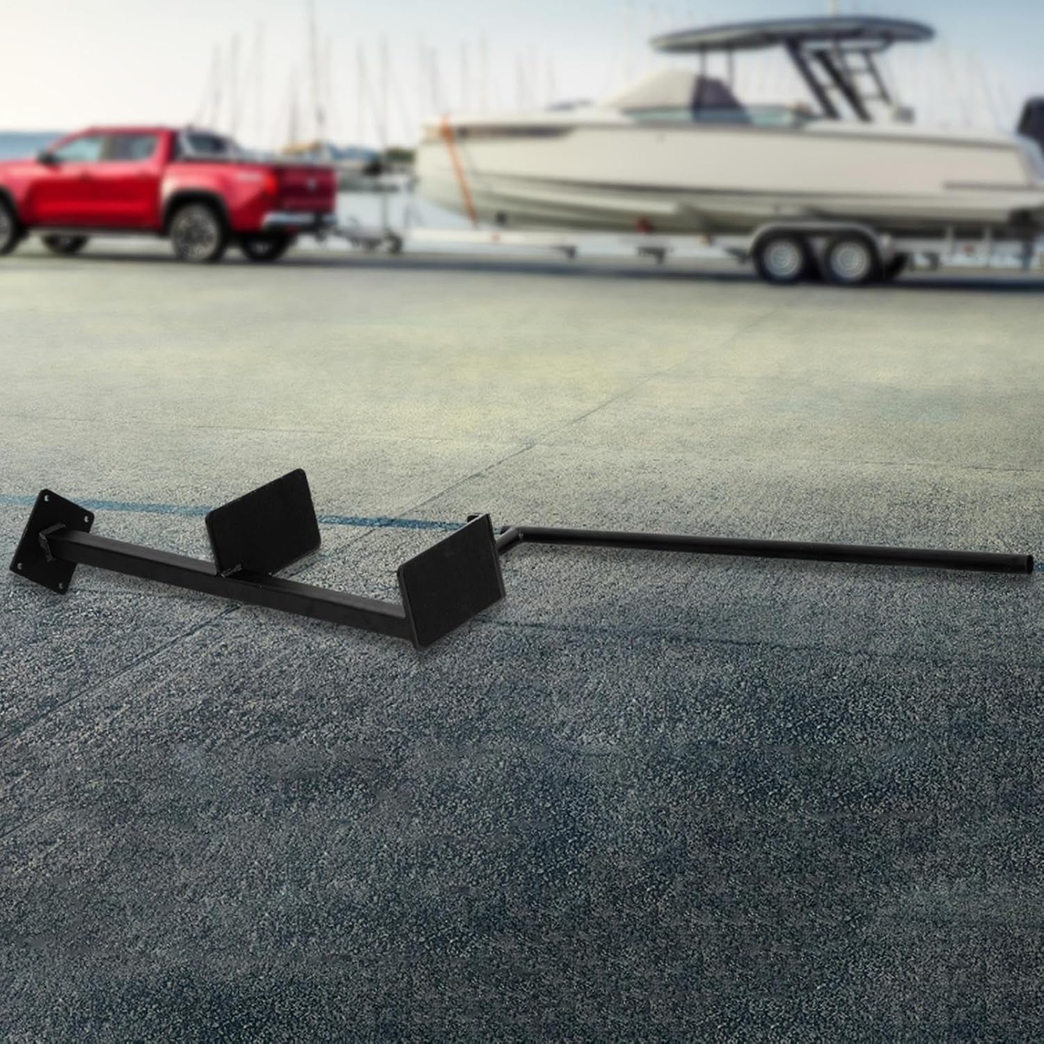 Boat Trailer Tongue Steps, Heavy Duty Yacht Trailer Ladder with Handle, Non-Slip 2 Steps Safety Step for Pontoon, Fishing, Bass, Hunting Boats