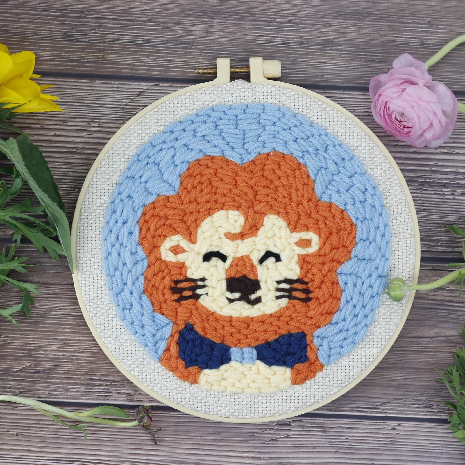 Löwen Kreuzstich Set Für Anfänger – Vorgedruckt, 11 Karat, 36x36 Cm – Inklusive Alles Für Tier-Stickerei & Wanddekoration