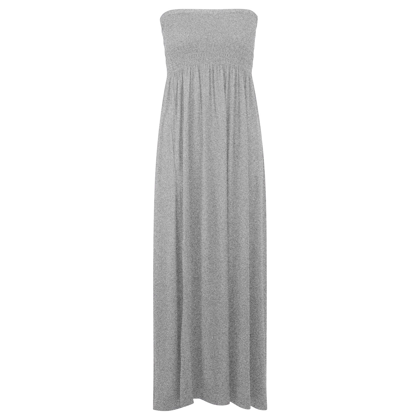 Candid Styles Women's Grey Sheering Bandeau Boobtube Gather Strapless Summer Beach Maxi Dress 8-22