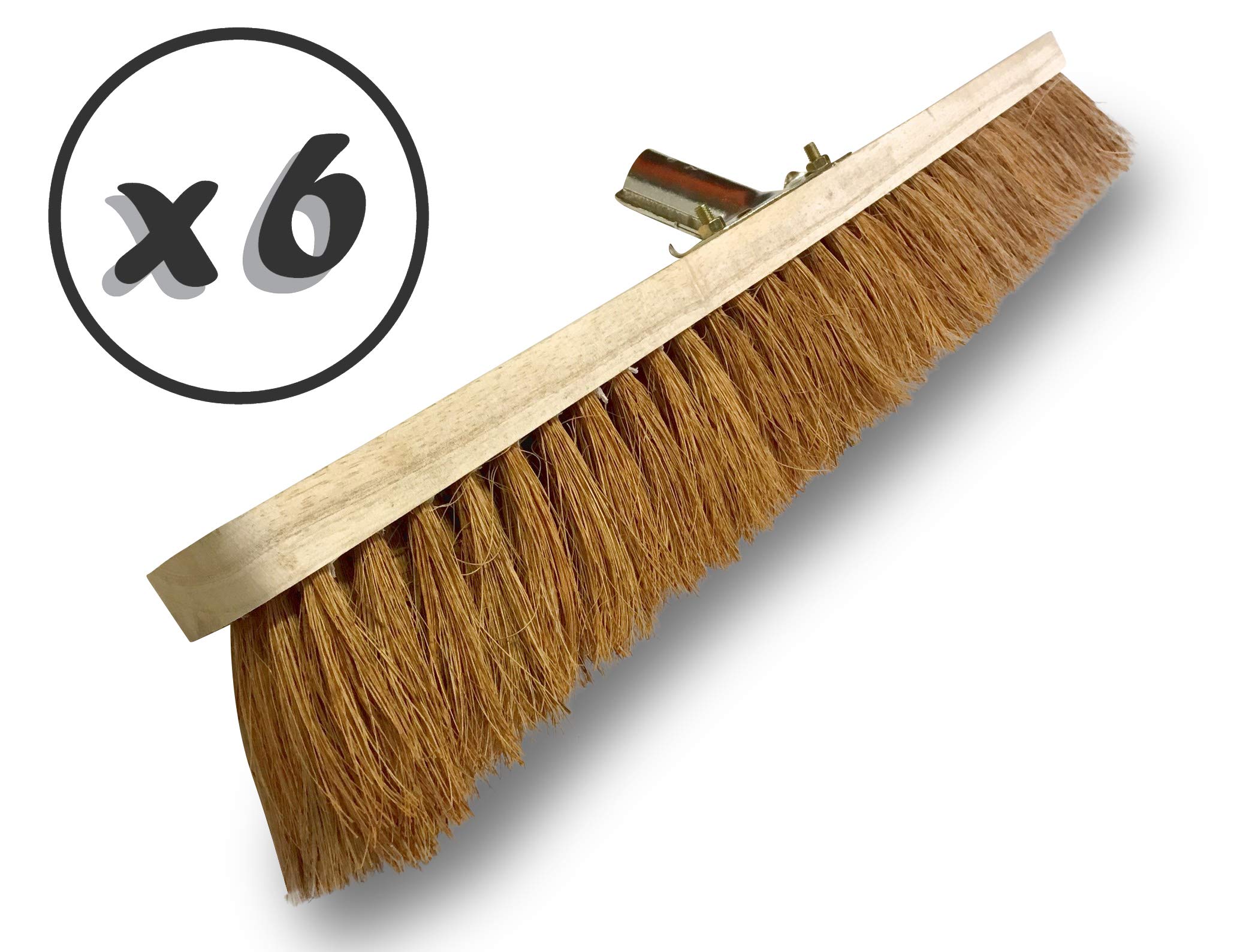 Szczotka warsztatowa typu kantonier | Zestaw 6 | Track Outdoor | Włókna kokosowe naturalne | Długość 60 cm | Drewniana podeszwa | Metalowe gniazdo Ø 28 mm | Bez uchwytu | Kibros 6LOT2060