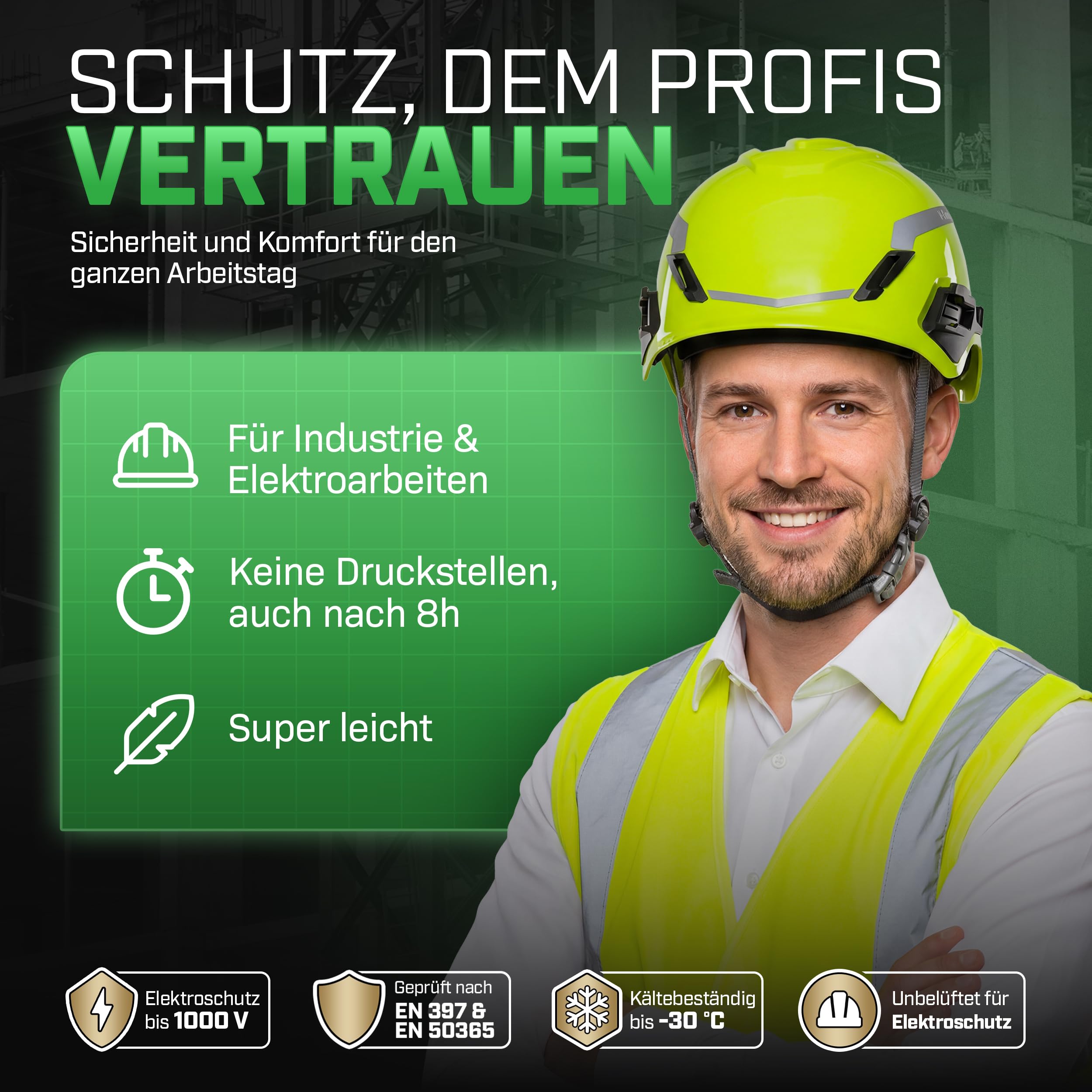 MSA V-Gard H1 Novent Casque de chantier – Casque de protection non ventilé pour chantier et électricien – Casque conforme à la norme DIN EN 397 pour le travail