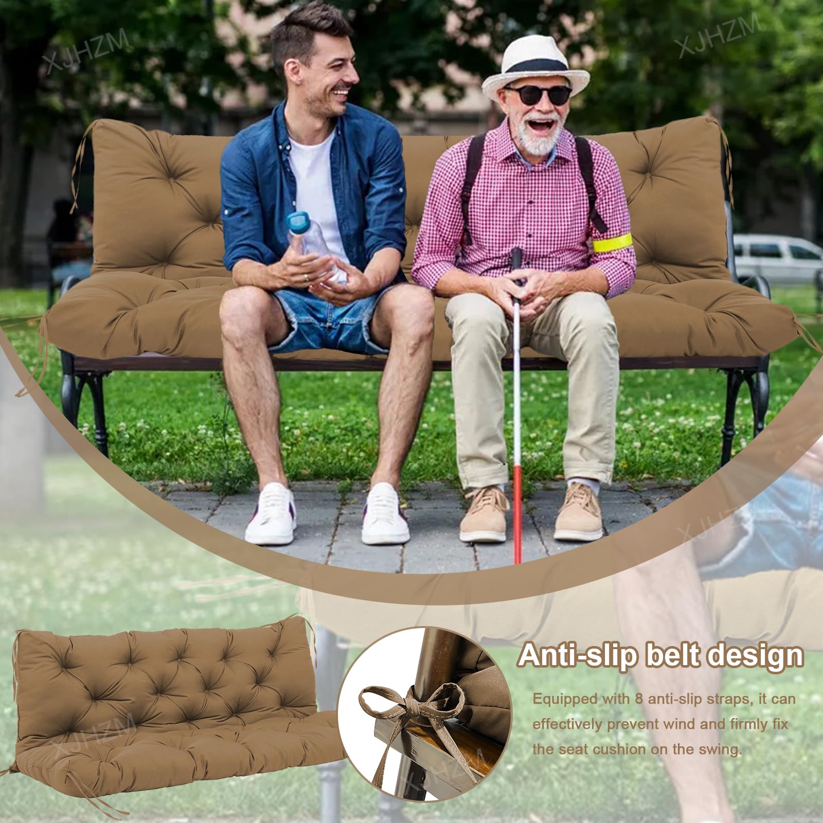 GPCHZM Cuscino per dondolo Hollywood, impermeabile, 150 cm, ispessito (12,5 cm), con schienale, per dondolo Hollywood, panca da giardino, terrazza, cortile, prato, veranda
