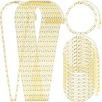 Wurosi 20PCS 18K Gold Paperclip Chain Necklace Bracelet Kit - 18" Necklaces & 6.5" Bracelets for DIY Jewelry Making, Women Stacking
