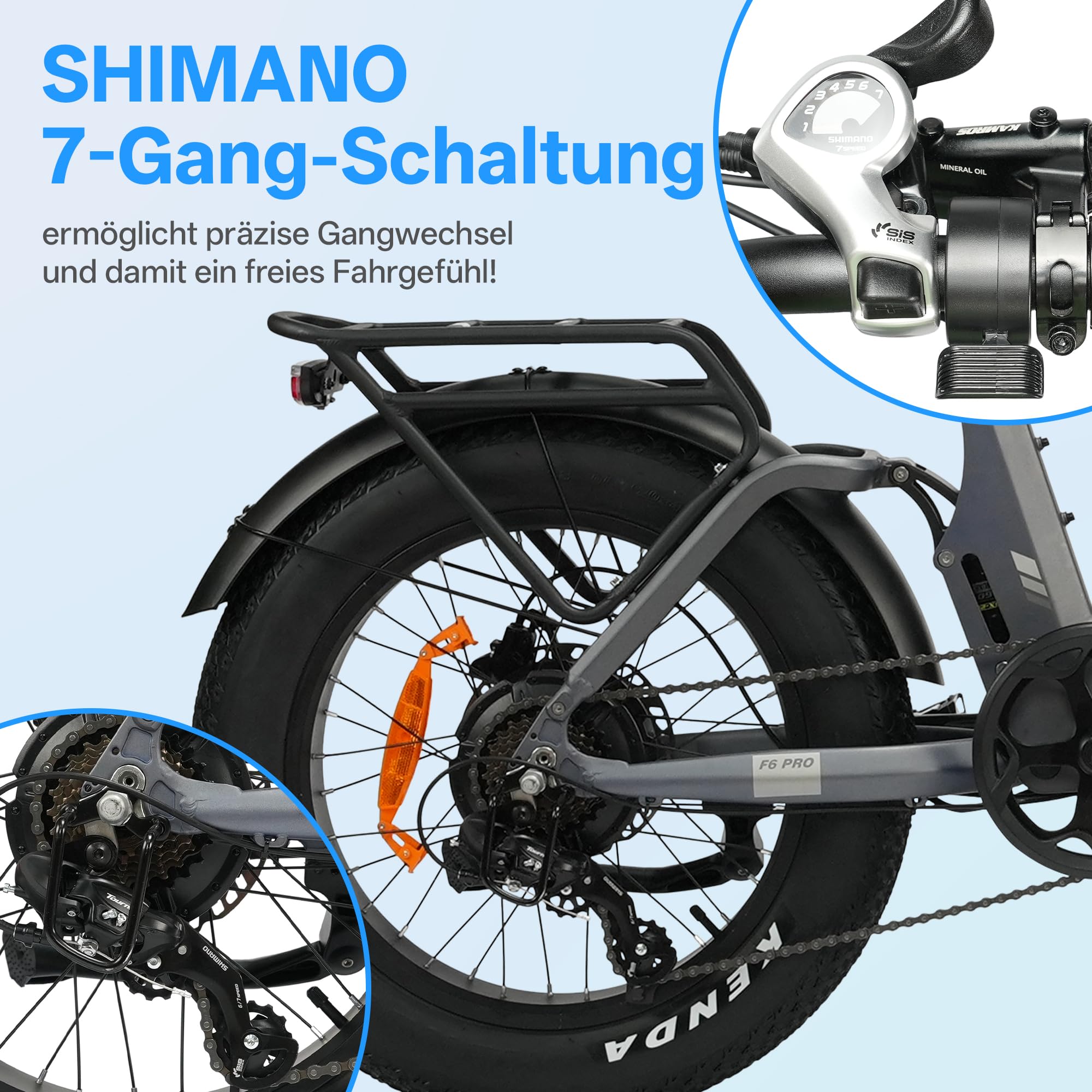 ttgo E-Bike Klapprad für Damen Herren, All-Terrain Ebike mit 70 Nm Drehmoment, 48V 18Ah Akku, 20 x 4.0 Fat-Reifen, Vollfederung, bis 140 km Reichweite, 7-Gang Schaltung, F6 PRO
