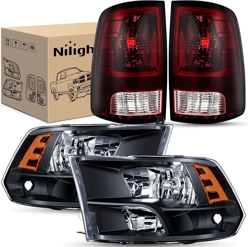 Conjunto de faróis dianteiros e lanternas traseiras Nilight para Dodge Ram – Par